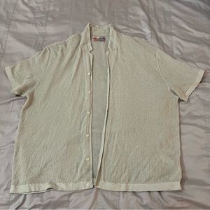 Abercrombie & Fitch The Trevor Project Cream crochet button-through sweater polo